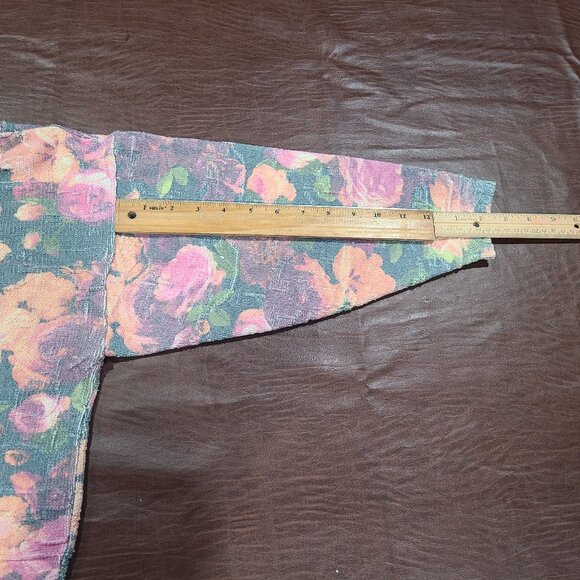 VINTAGE 1990s Objects D'art Floral Cropped Boat Neck Knit Crop Top Sweater Sz: M - Picture 9 of 9